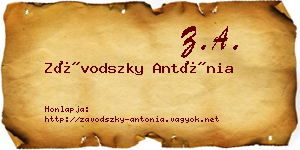 Závodszky Antónia névjegykártya